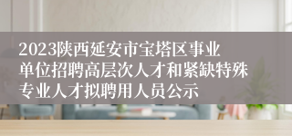 2023陕西延安市宝塔区事业单位招聘高层次人才和紧缺特殊专业人才拟聘用人员公示