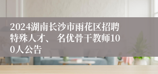 2024湖南长沙市雨花区招聘特殊人才、 名优骨干教师100人公告