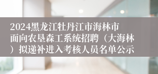 2024黑龙江牡丹江市海林市面向农垦森工系统招聘（大海林）拟递补进入考核人员名单公示