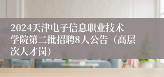 2024天津电子信息职业技术学院第二批招聘8人公告（高层次人才岗）