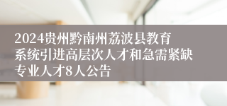 2024贵州黔南州荔波县教育系统引进高层次人才和急需紧缺专业人才8人公告