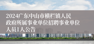 2024广东中山市横栏镇人民政府所属事业单位招聘事业单位人员1人公告