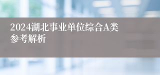 2024湖北事业单位综合A类参考解析