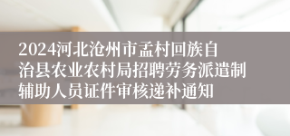 2024河北沧州市孟村回族自治县农业农村局招聘劳务派遣制辅助人员证件审核递补通知