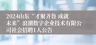 2024山东“才聚齐鲁 成就未来”浪潮数字企业技术有限公司社会招聘1人公告