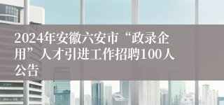 2024年安徽六安市“政录企用”人才引进工作招聘100人公告