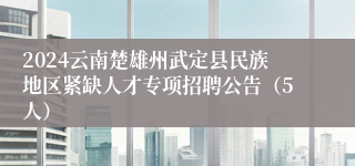2024云南楚雄州武定县民族地区紧缺人才专项招聘公告（5人）