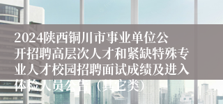 2024陕西铜川市事业单位公开招聘高层次人才和紧缺特殊专业人才校园招聘面试成绩及进入体检人员公告（其它类）