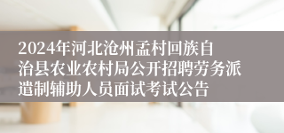 2024年河北沧州孟村回族自治县农业农村局公开招聘劳务派遣制辅助人员面试考试公告