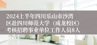 2024上半年四川乐山市沙湾区赴四川师范大学（成龙校区）考核招聘事业单位工作人员8人公告