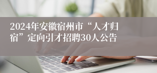 2024年安徽宿州市“人才归宿”定向引才招聘30人公告