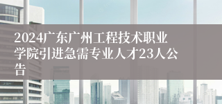 2024广东广州工程技术职业学院引进急需专业人才23人公告