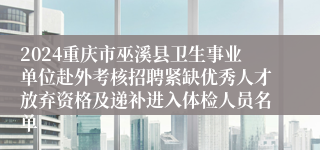 2024重庆市巫溪县卫生事业单位赴外考核招聘紧缺优秀人才放弃资格及递补进入体检人员名单