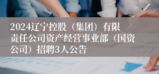 2024辽宁控股（集团）有限责任公司资产经营事业部（国资公司）招聘3人公告