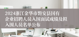 2024浙江金华市磐安县国有企业招聘人员入围面试成绩及拟入围人员名单公布