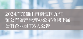 2024广东佛山市南海区九江镇公有资产管理办公室招聘下属公有企业员工6人公告