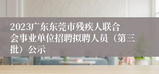 2023广东东莞市残疾人联合会事业单位招聘拟聘人员（第三批）公示