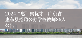 2024“惠”聚优才—广东省惠东县招聘公办学校教师86人公告