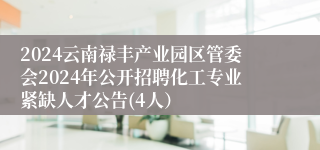 2024云南禄丰产业园区管委会2024年公开招聘化工专业紧缺人才公告(4人）