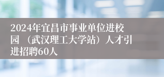 2024年宜昌市事业单位进校园 （武汉理工大学站）人才引进招聘60人