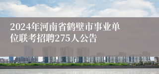 2024年河南省鹤壁市事业单位联考招聘275人公告