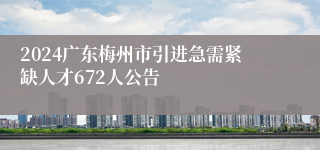 2024广东梅州市引进急需紧缺人才672人公告