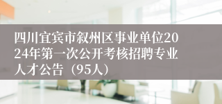 四川宜宾市叙州区事业单位2024年第一次公开考核招聘专业人才公告（95人）