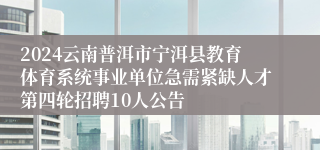 2024云南普洱市宁洱县教育体育系统事业单位急需紧缺人才第四轮招聘10人公告