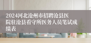 2024河北沧州市招聘沧县医院驻沧县看守所医务人员笔试成绩表