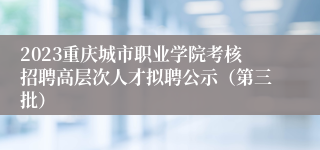 2023重庆城市职业学院考核招聘高层次人才拟聘公示（第三批）