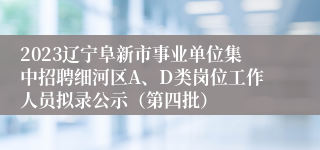 2023辽宁阜新市事业单位集中招聘细河区A、D类岗位工作人员拟录公示（第四批）