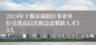 2024年十堰市郧阳区事业单位引进高层次和急需紧缺人才53人