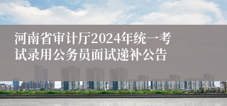 河南省审计厅2024年统一考试录用公务员面试递补公告
