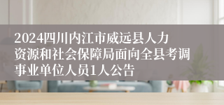 2024四川内江市威远县人力资源和社会保障局面向全县考调事业单位人员1人公告