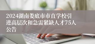 2024湖南娄底市市直学校引进高层次和急需紧缺人才75人公告