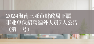 2024海南三亚市财政局下属事业单位招聘编外人员7人公告（第一号）