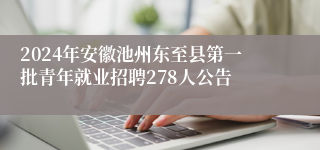 2024年安徽池州东至县第一批青年就业招聘278人公告