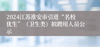 2024江苏淮安市引进“名校优生”（卫生类）拟聘用人员公示