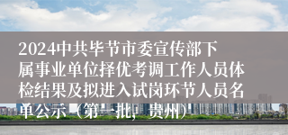 2024中共毕节市委宣传部下属事业单位择优考调工作人员体检结果及拟进入试岗环节人员名单公示（第一批，贵州）