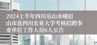 2024上半年四川乐山市峨眉山市赴四川农业大学考核招聘事业单位工作人员6人公告