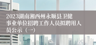 2023湖南湘西州永顺县卫健事业单位招聘工作人员拟聘用人员公示（一）