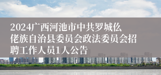 2024广西河池市中共罗城仫佬族自治县委员会政法委员会招聘工作人员1人公告