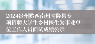 2024贵州黔西南州晴隆县专项招聘大学生乡村医生为事业单位工作人员面试成绩公示