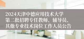 2024天津中德应用技术大学第二批招聘专任教师、辅导员、其他专业技术岗位工作人员公告