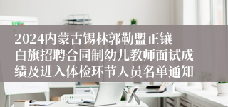 2024内蒙古锡林郭勒盟正镶白旗招聘合同制幼儿教师面试成绩及进入体检环节人员名单通知