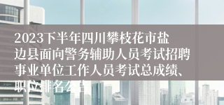 2023下半年四川攀枝花市盐边县面向警务辅助人员考试招聘事业单位工作人员考试总成绩、职位排名公告