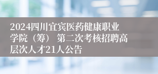 2024四川宜宾医药健康职业学院（筹） 第二次考核招聘高层次人才21人公告