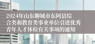 2024年山东聊城市东阿县综合类和教育类事业单位引进优秀青年人才体检有关事项的通知