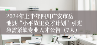 2024年上半年四川广安市岳池县“小平故里英才计划”引进急需紧缺专业人才公告（7人）