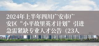 2024年上半年四川广安市广安区“小平故里英才计划”引进急需紧缺专业人才公告（23人）